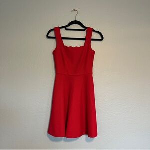 Chic Red Scalloped Mini Dress